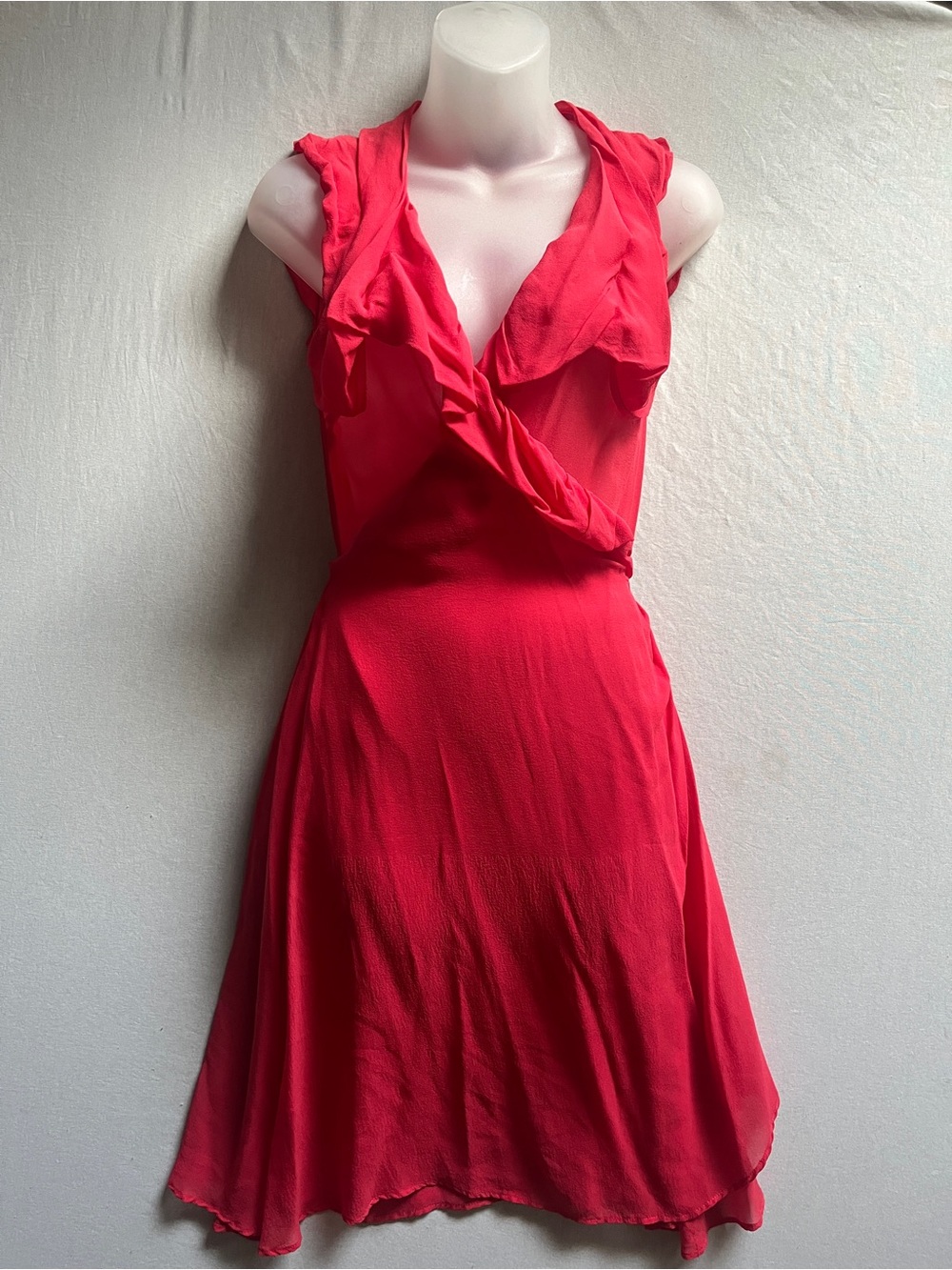 All Saints 100% Silk Chiffon Ruffle Sleeveless Midi Dress Size 8
